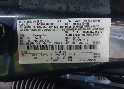 2018 Ford Focus Sel из США, поврежденный, VIN 1FADP3H28JL216219